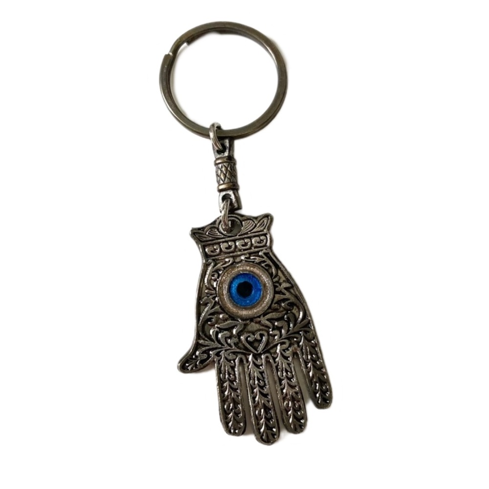 LAST CHANCE SALE! Handmade Morocco Silver Hamsa Hand Evil Eye Keychain
